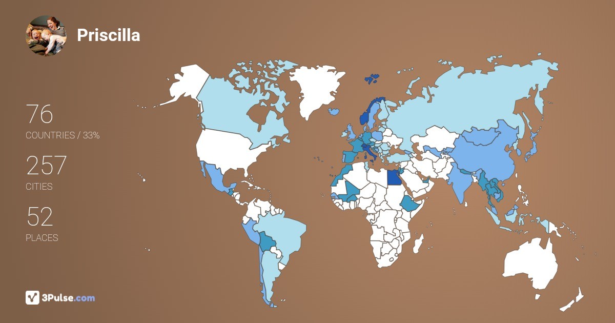 Priscilla Wisting's Travel Map Image