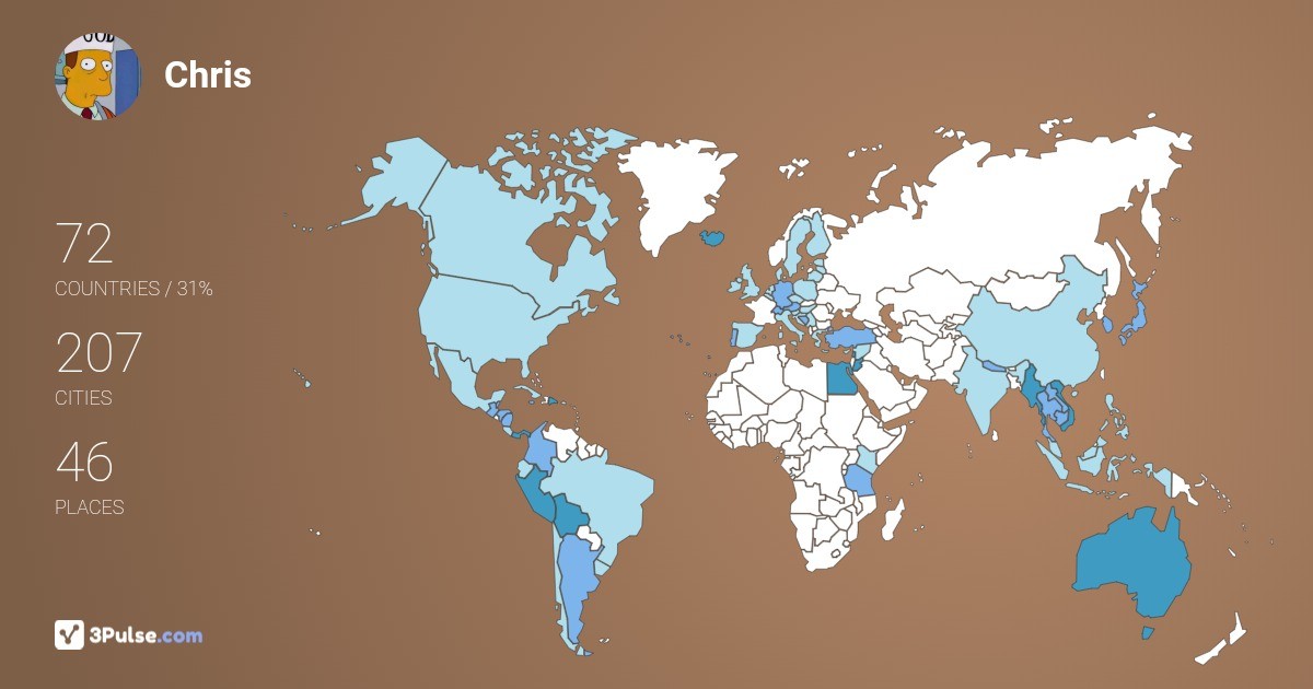 Chris Simmons's Travel Map Image