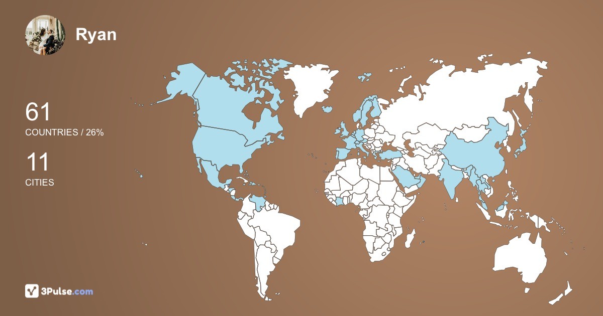 Ryan Brock's Travel Map Image