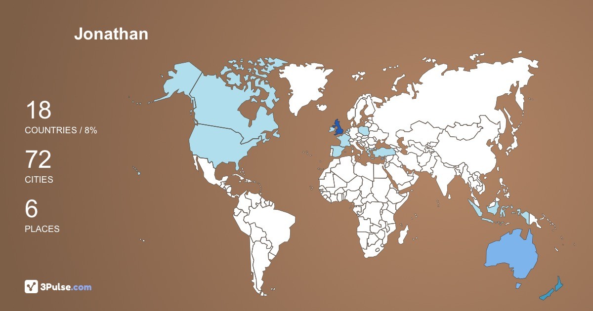 Jonathan Bailey's Travel Map Image