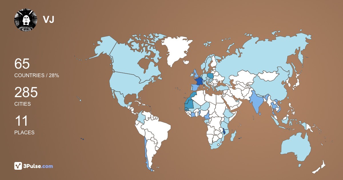 VJ Tomz's Travel Map Image