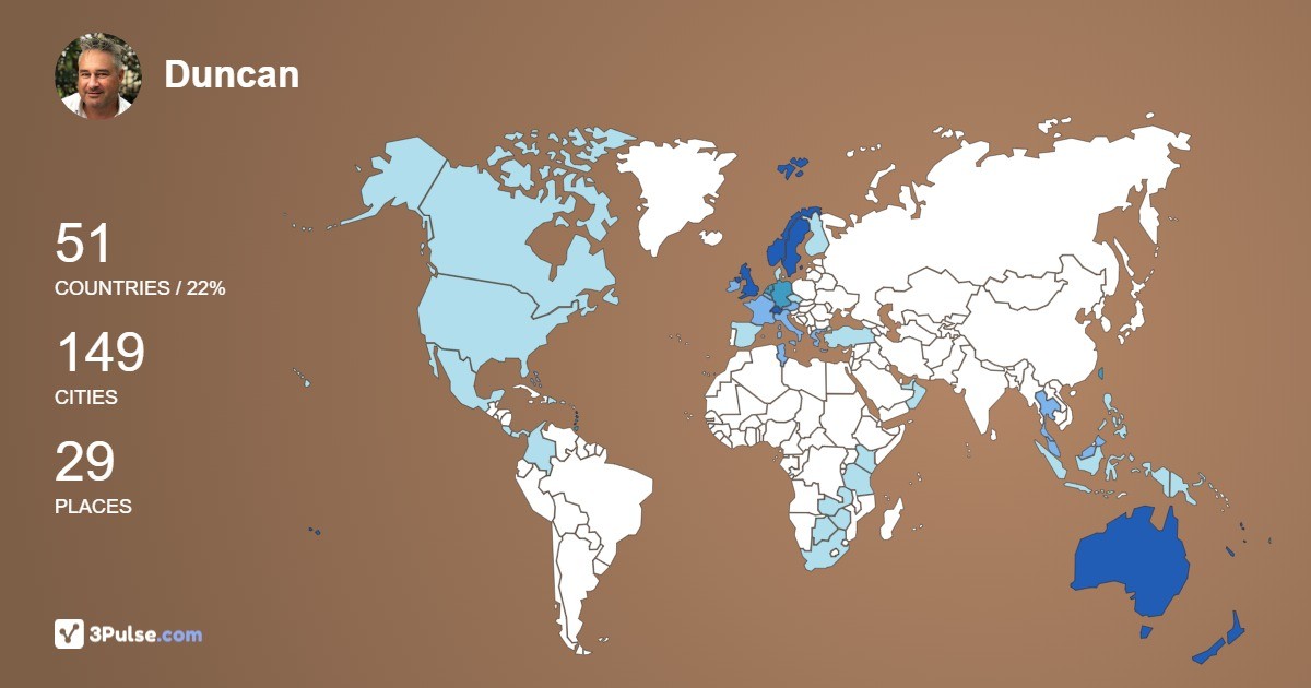 Duncan Curnow's Travel Map Image