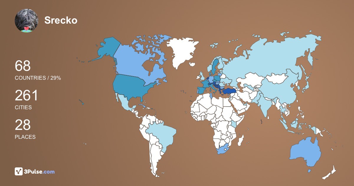 Srecko Medven's Travel Map Image