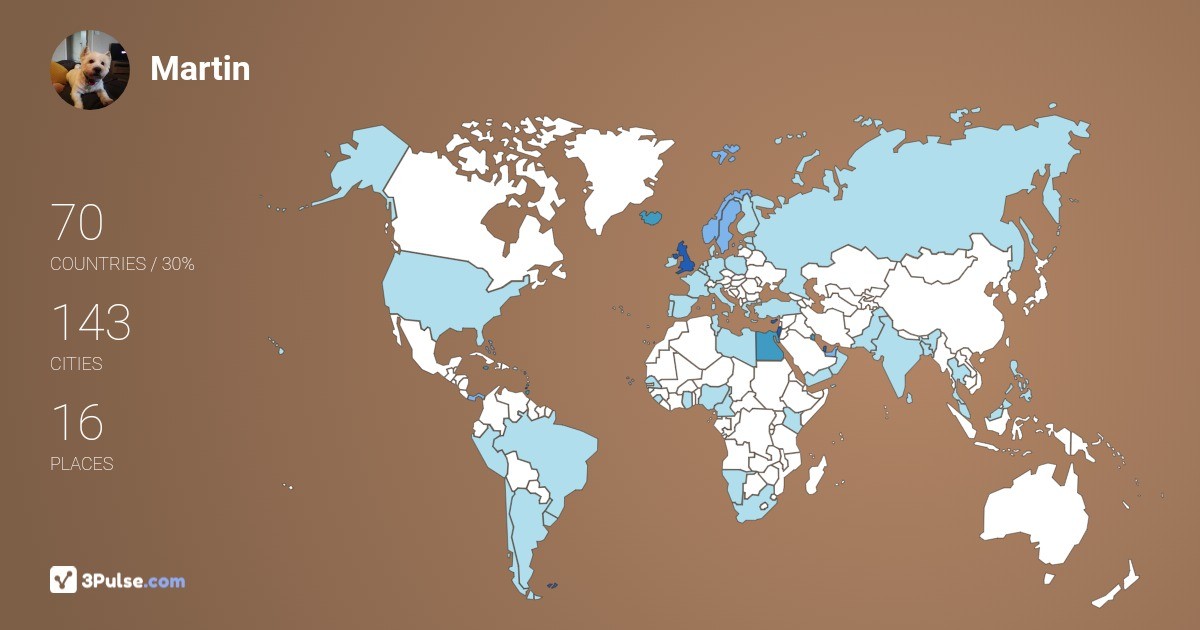 Martin Rowe's Travel Map Image