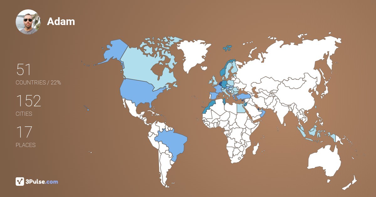 Adam Kovacs's Travel Map Image