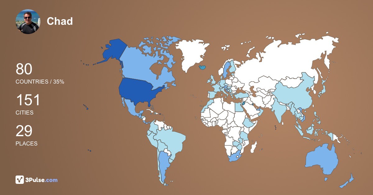 Chad Proctor's Travel Map Image