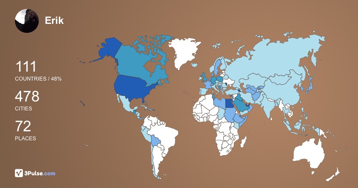Изображение Карты путешествий Erik Olson