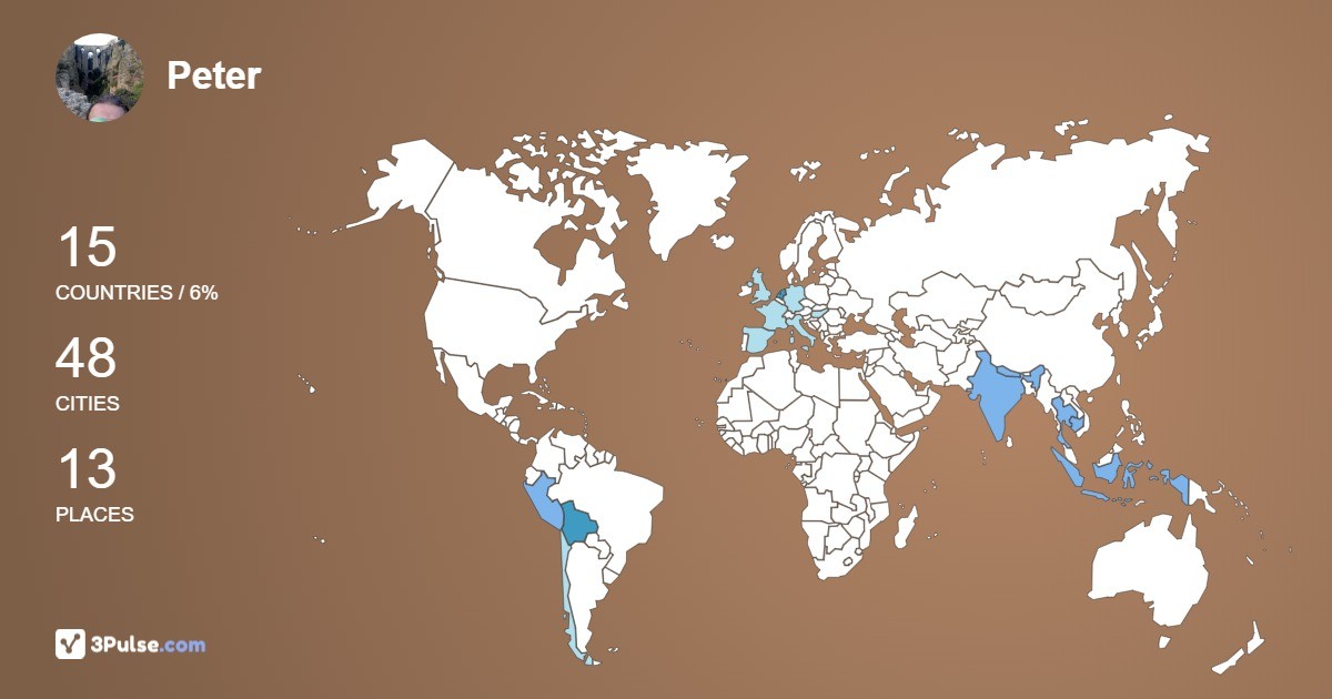 Peter Brems's Travel Map Image
