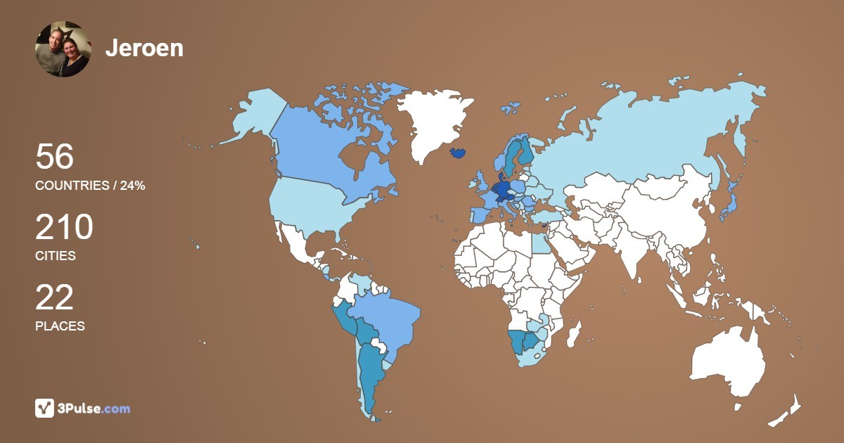 Jeroen Zwaan's Travel Map Image