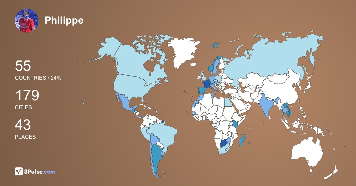 Philippe THOMINE-DESMAZURES's Travel Map Image