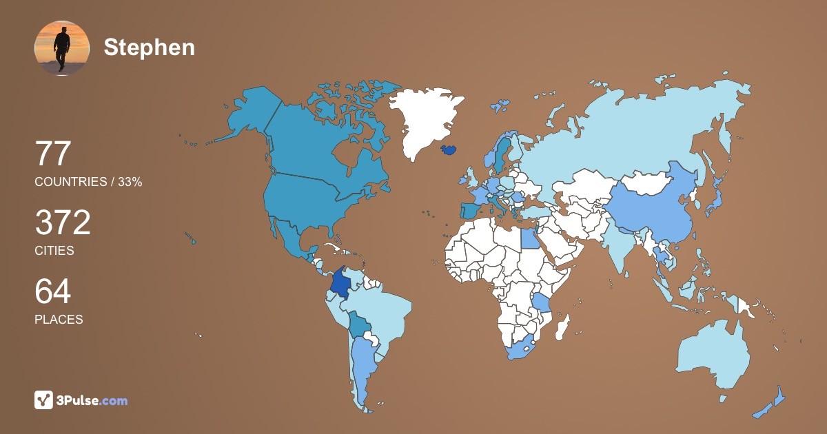 Stephen Ryan's Travel Map Image