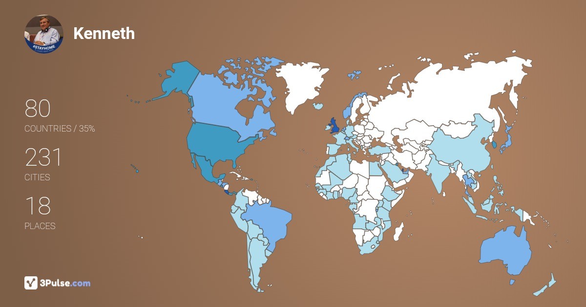 Kenneth Lowery's Travel Map Image