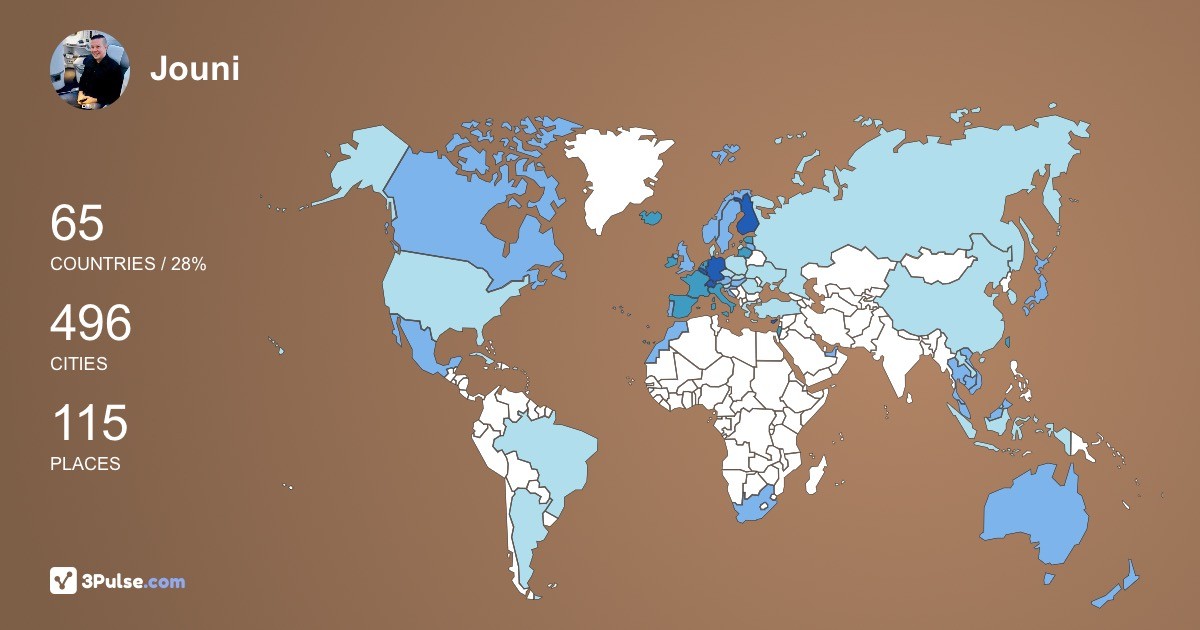 Jouni Kuisma's Travel Map Image