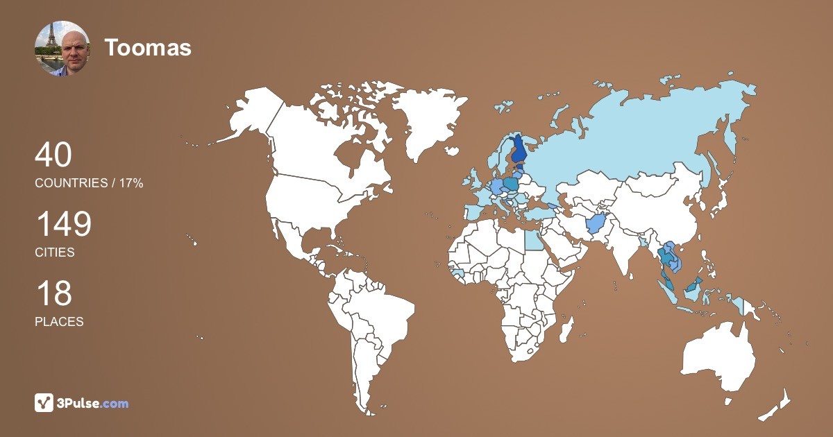 Toomas Malva's Travel Map Image