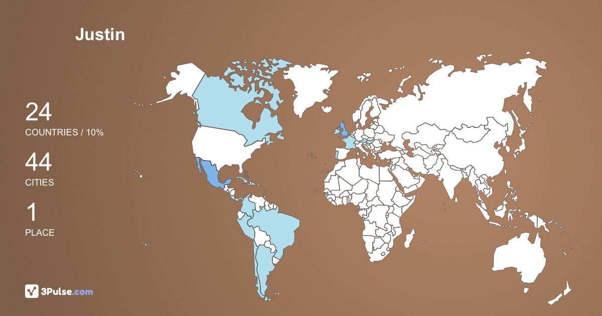 Justin Ferdula's Travel Map Image