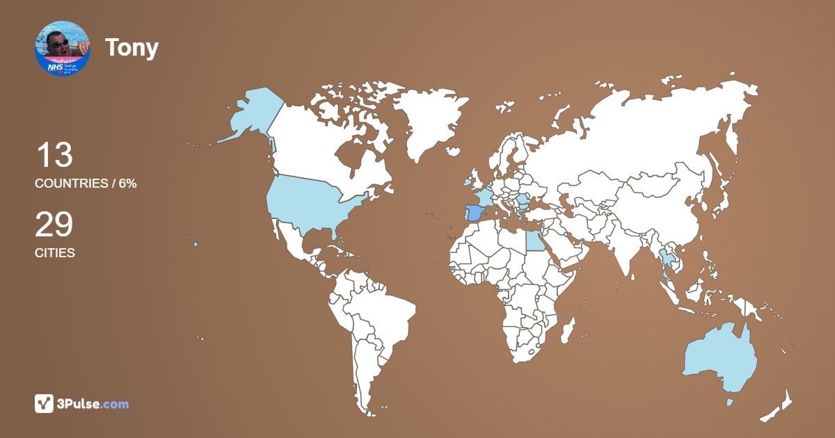 Tony Fogarty's Travel Map Image