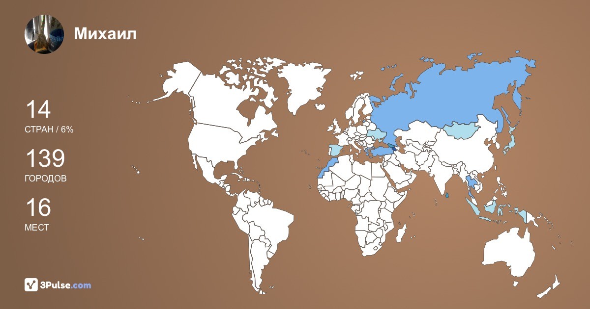 Михаил Григорян's Travel Map Image