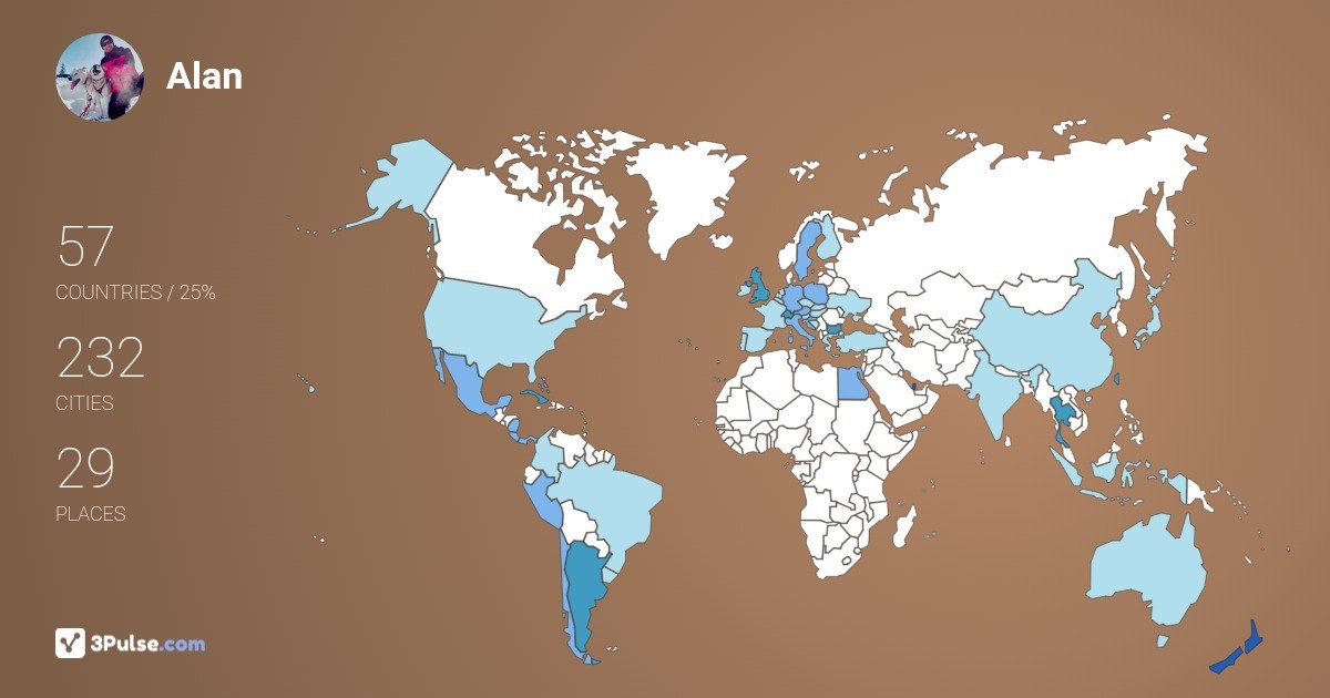Alan Borg's Travel Map Image