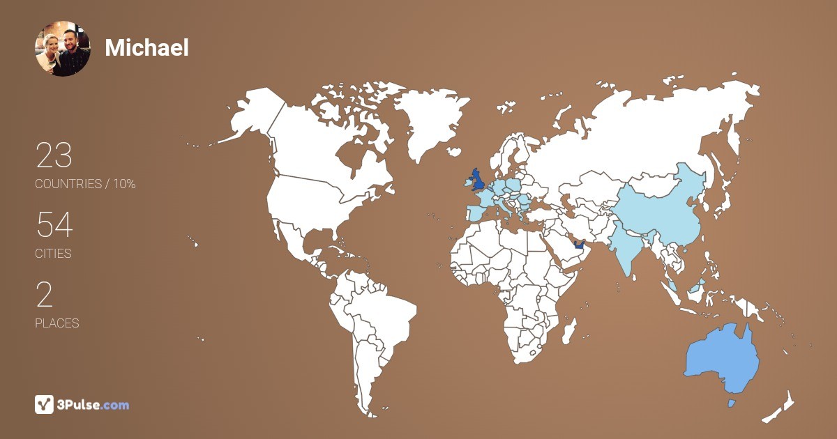 Michael Gallagher's Travel Map Image