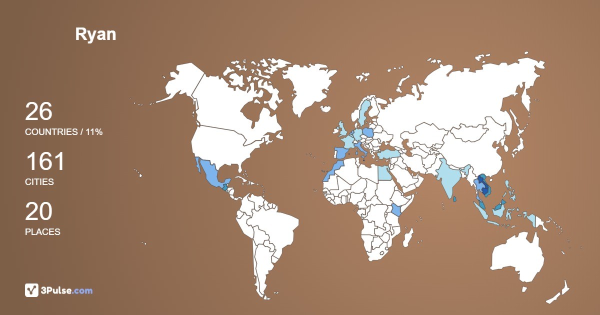Ryan Pavia's Travel Map Image