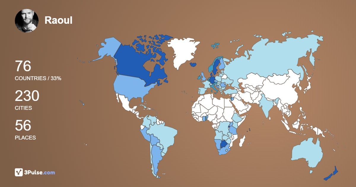 Raoul Gebert's Travel Map Image
