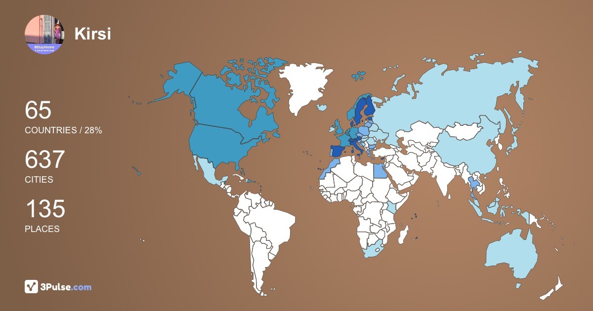 Kirsi Larkiala's Travel Map Image