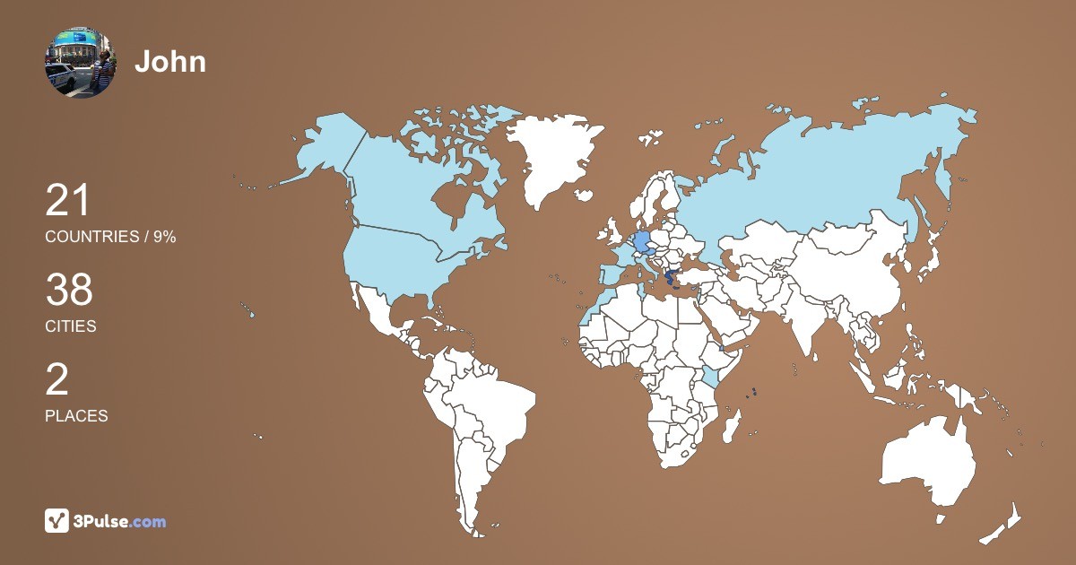 John Badas's Travel Map Image