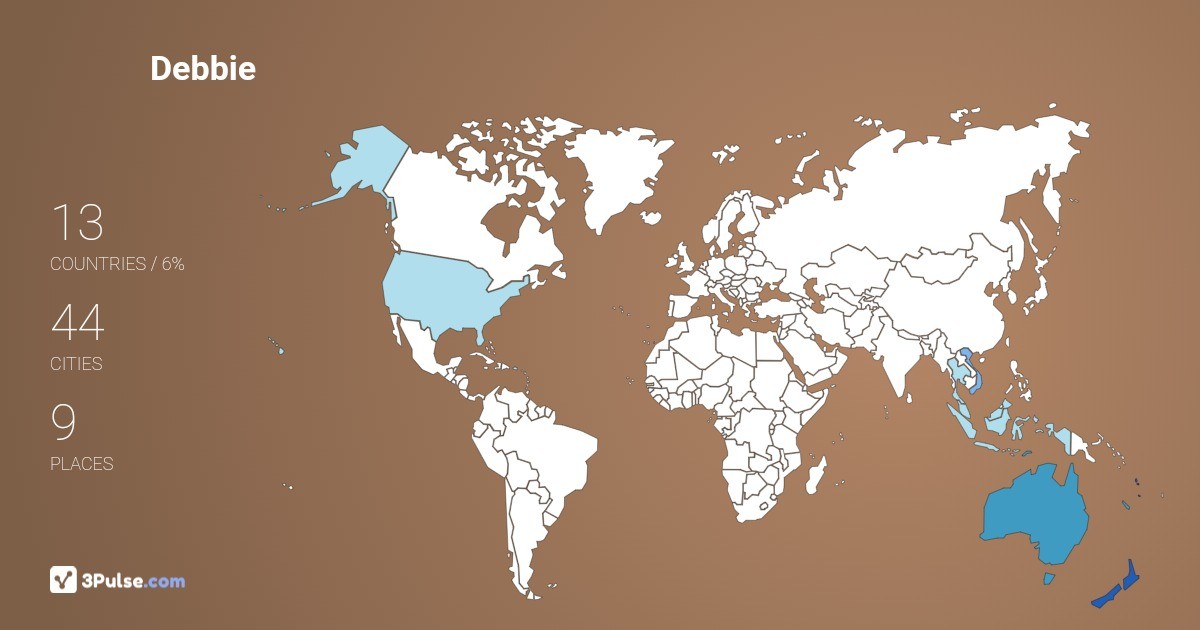 Debbie Hunt's Travel Map Image