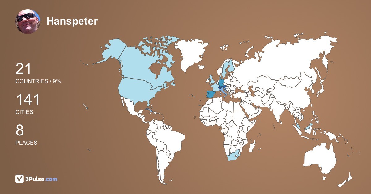 Hanspeter Leutwyler's Travel Map Image