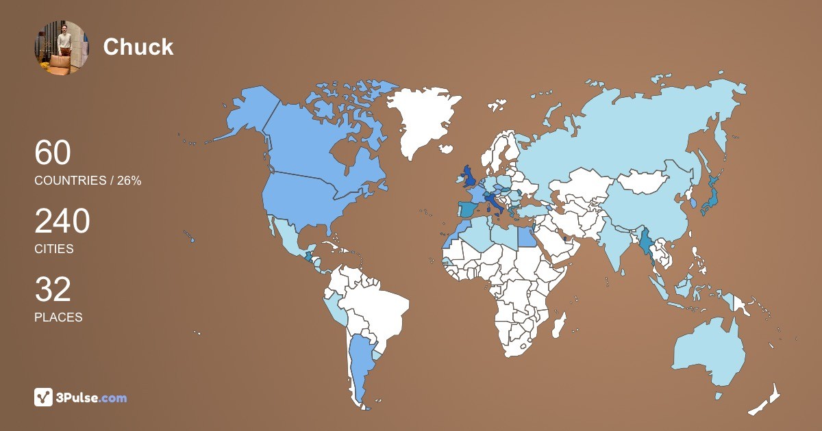 Chuck CW's Travel Map Image