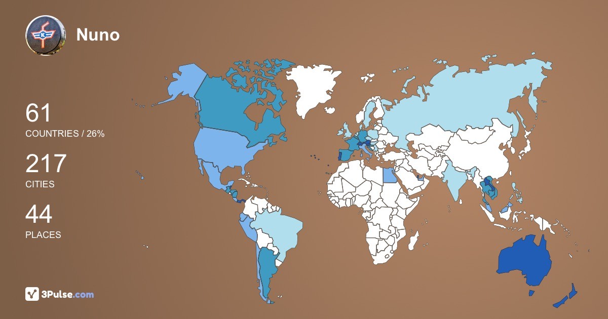 Nuno Domingos's Travel Map Image