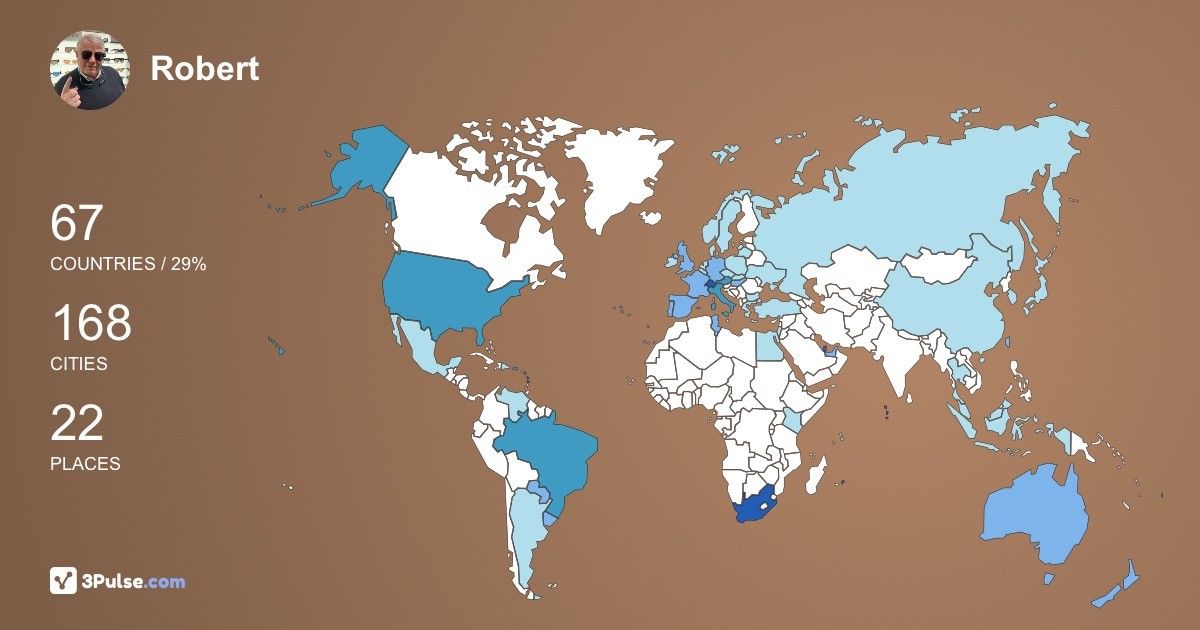 Robert Casagrande's Travel Map Image