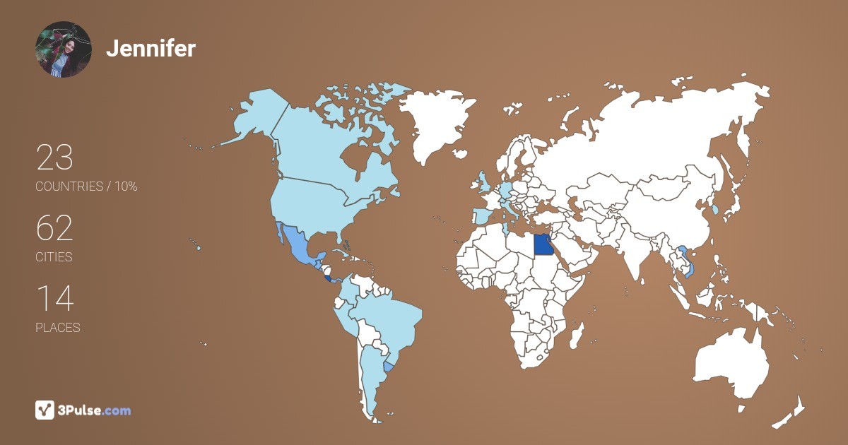 Jennifer Caldern's Travel Map Image