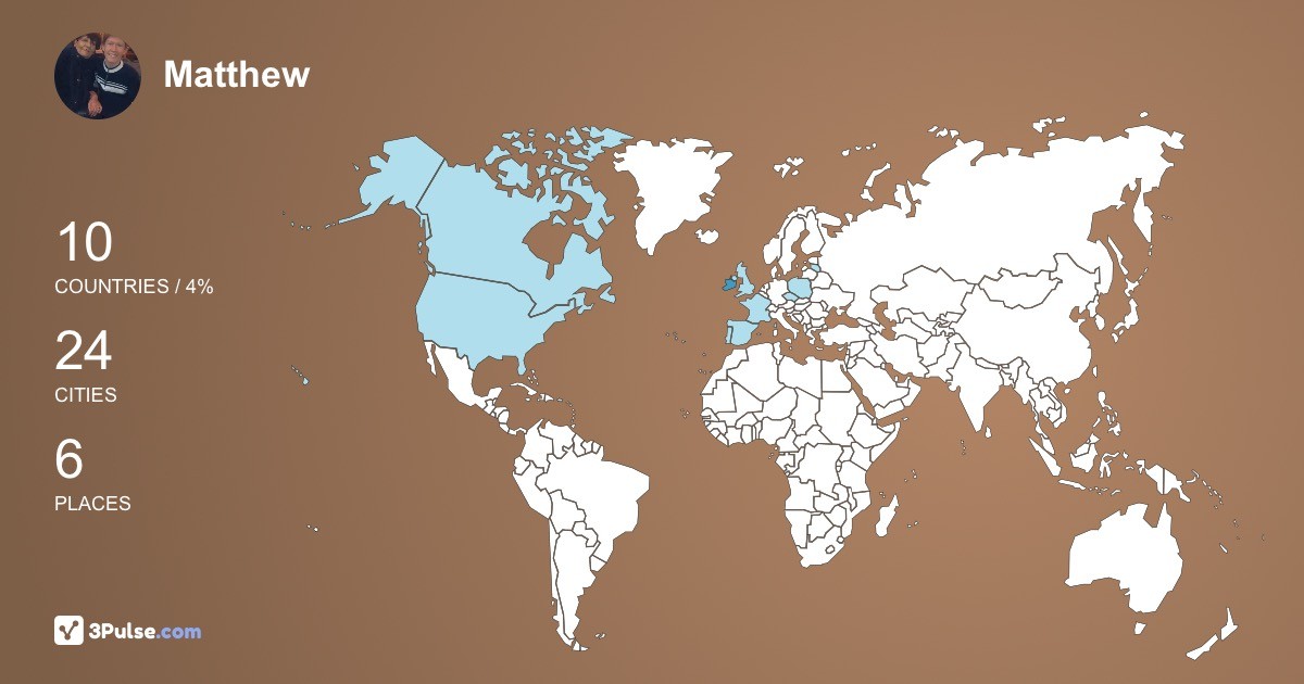 Matthew Reddy's Travel Map Image