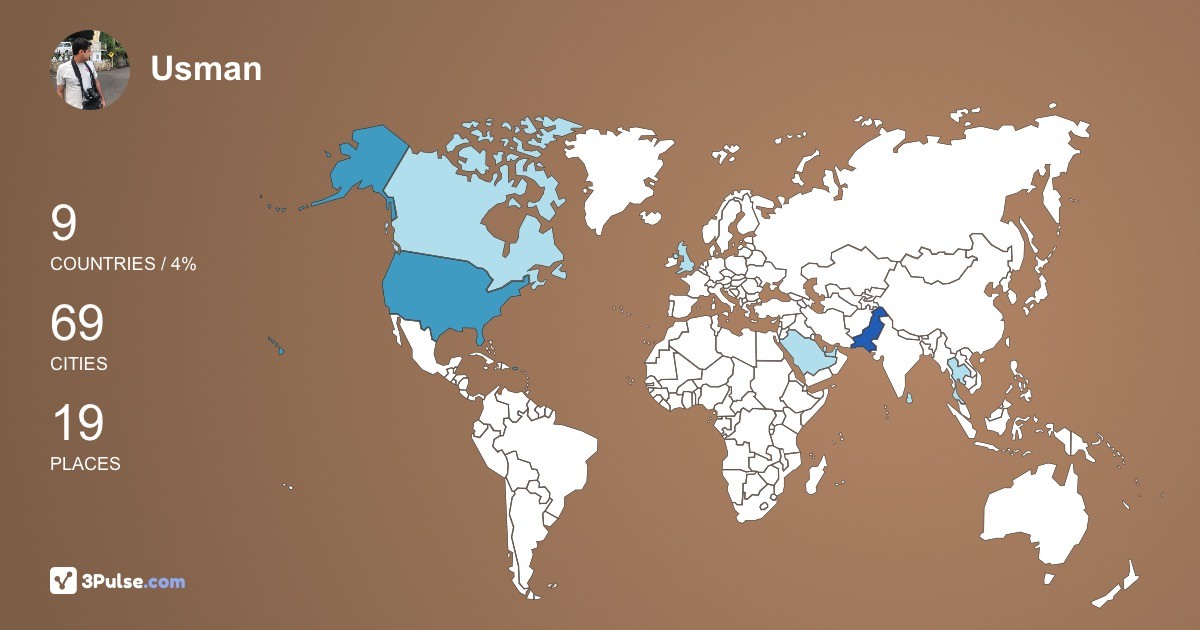 Usman Zuberi's Travel Map Image