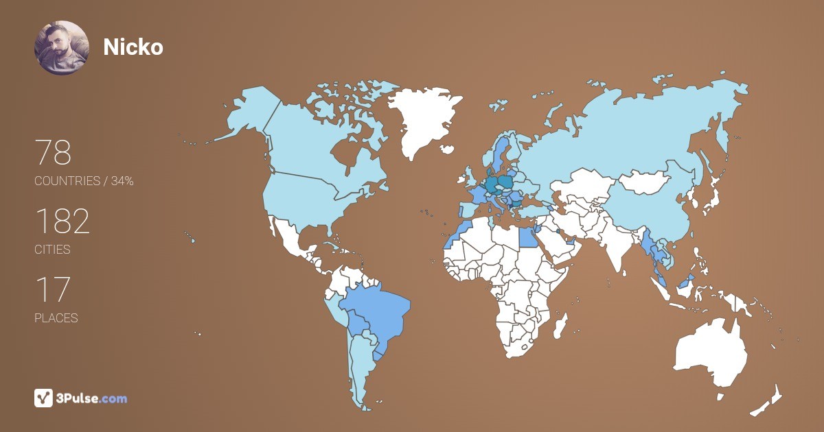 Nicko Samarsen's Travel Map Image