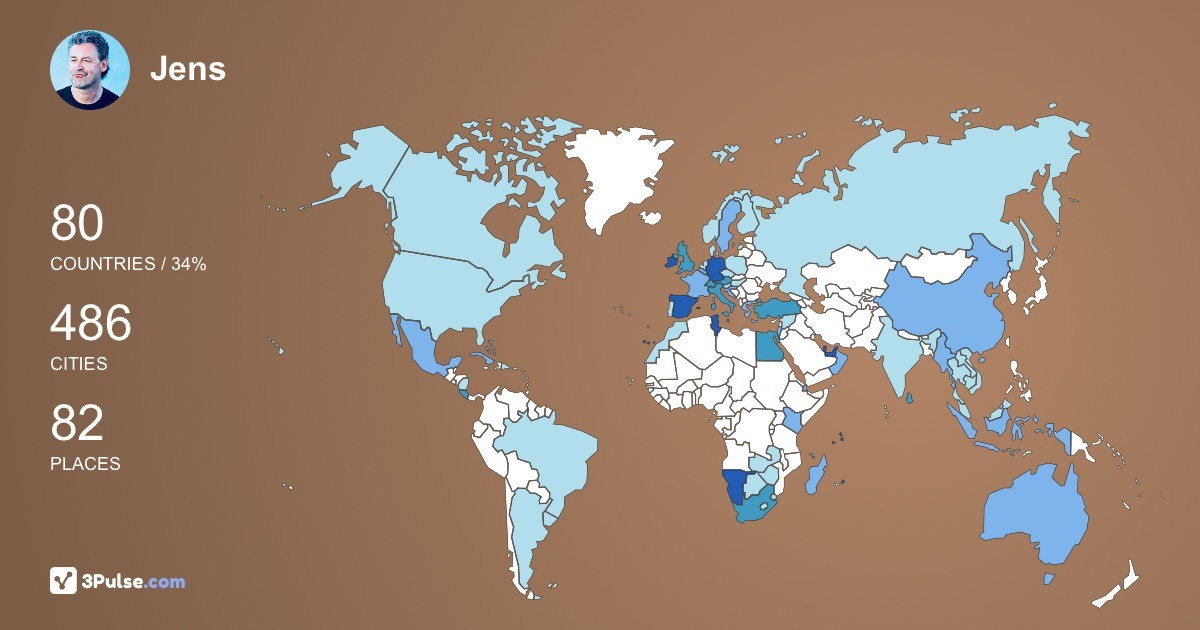 Jens Hulvershorn's Travel Map Image