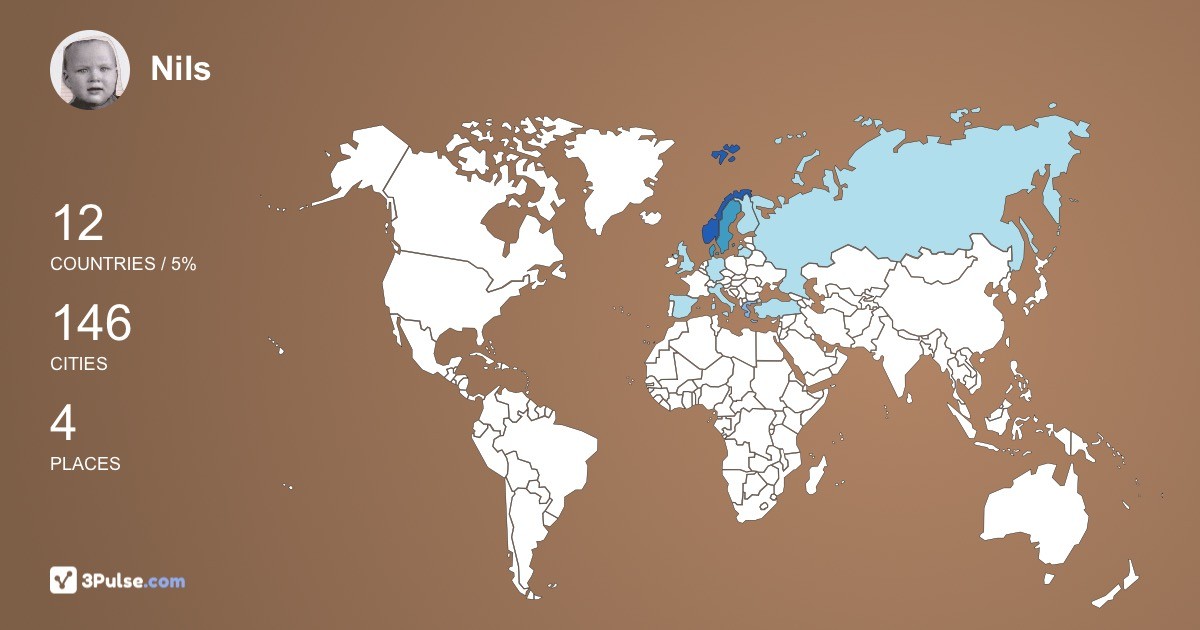 Nils Johansen's Travel Map Image