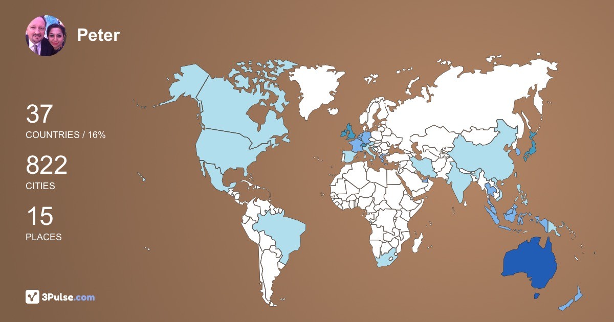Peter Evans's Travel Map Image
