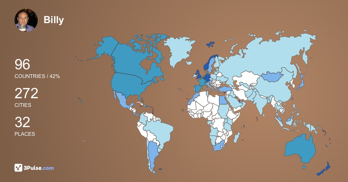 Billy Newbigging's Travel Map Image
