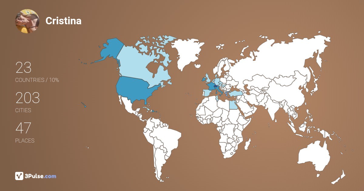 Cristina Kaufmann's Travel Map Image