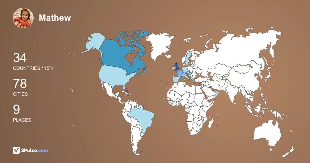 Mathew Aconley's Travel Map Image