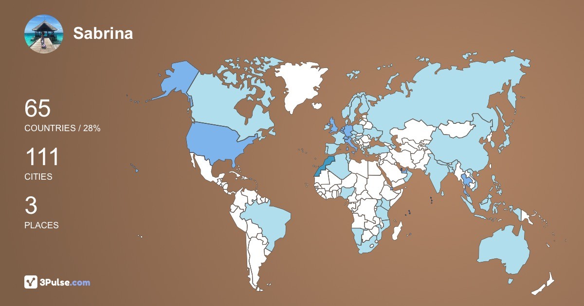 Sabrina JJ's Travel Map Image