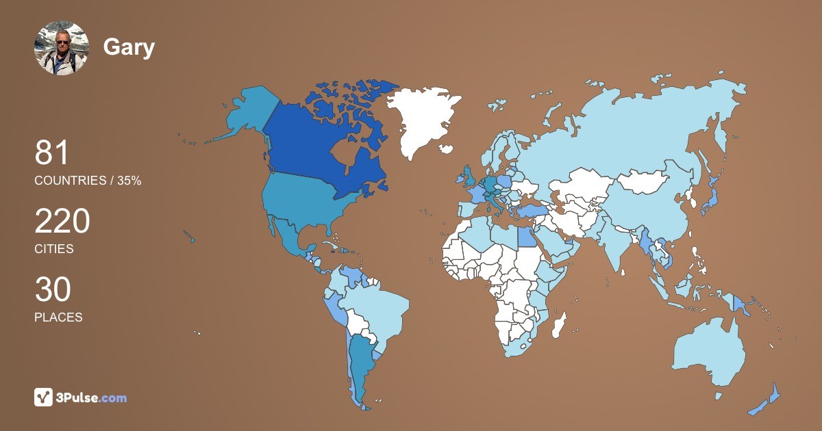Gary Blokhuis's Travel Map Image