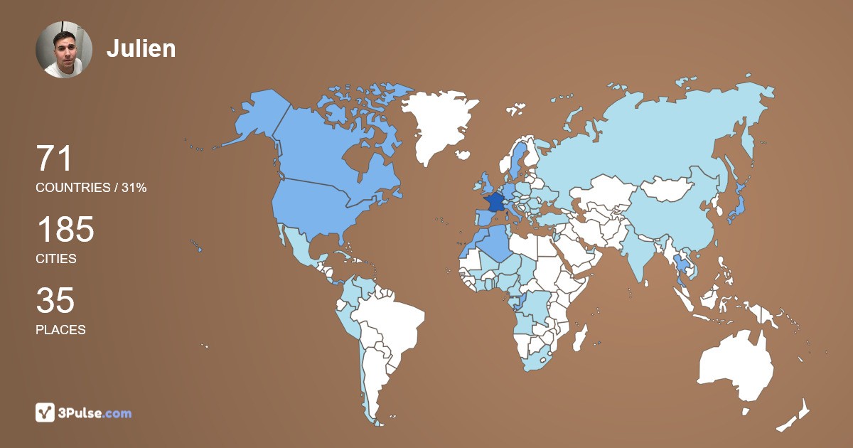 Julien Baillon's Travel Map Image