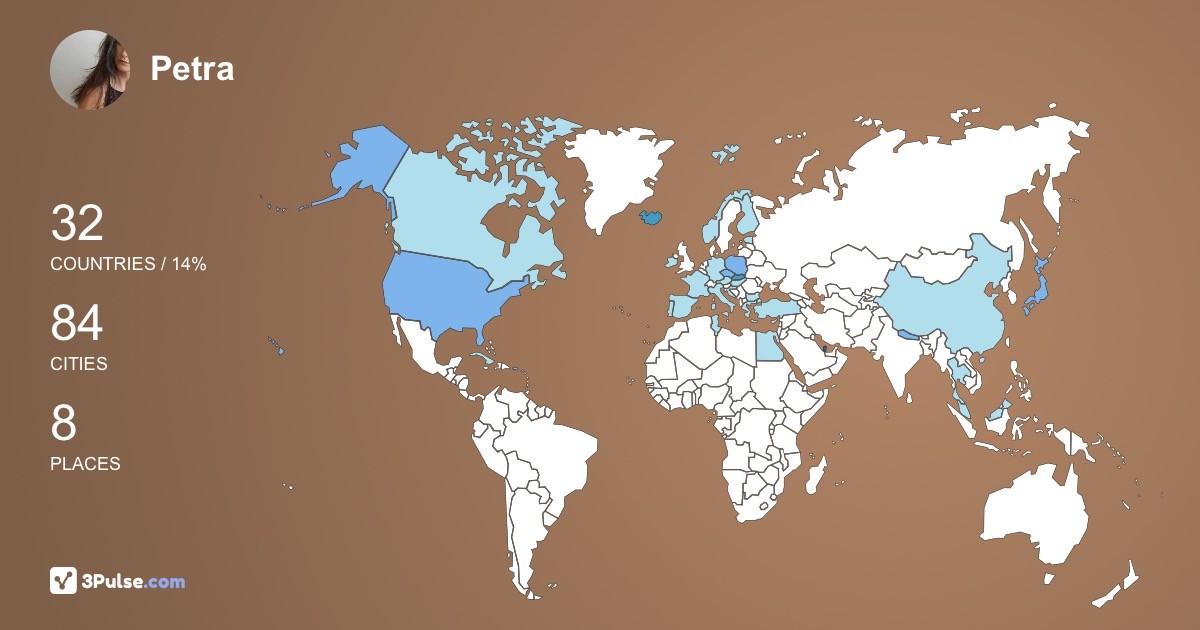 Petra Hruskova's Travel Map Image