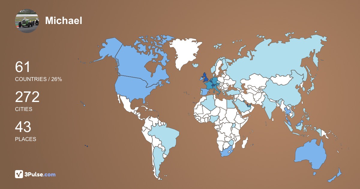 Michael Birch's Travel Map Image