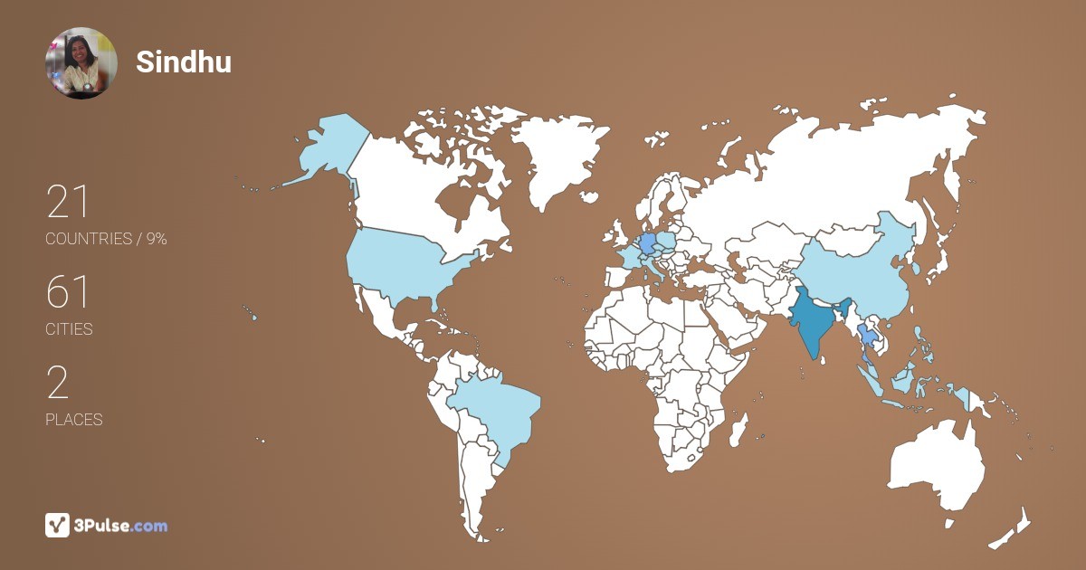 Sindhu Menon's Travel Map Image
