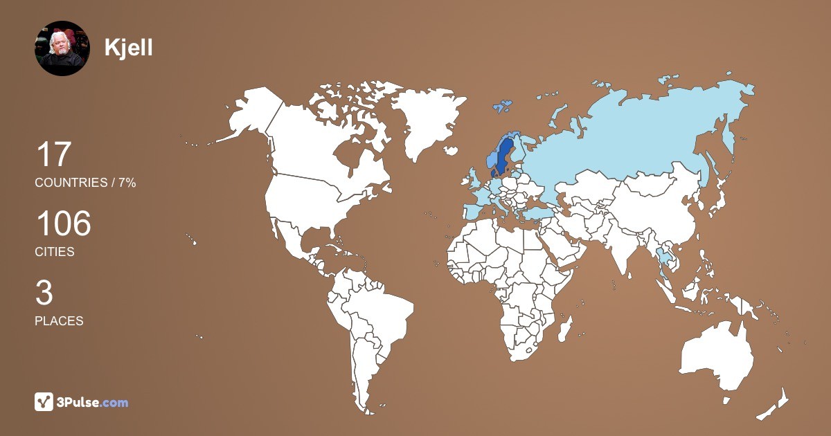 Kjell Wilhelmsen's Travel Map Image