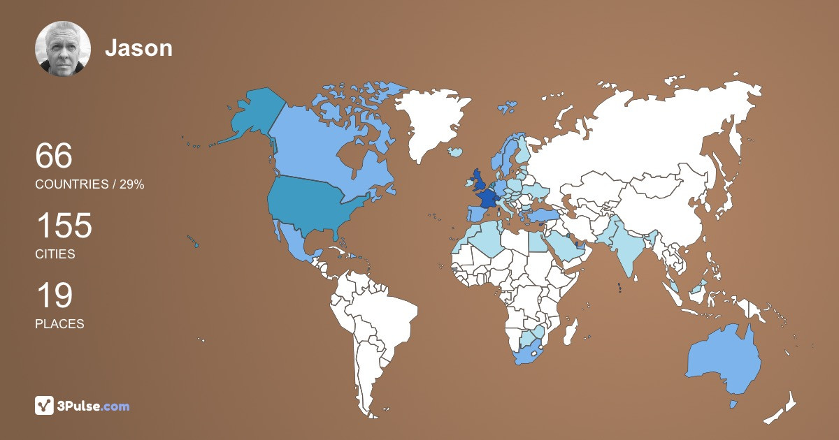 Jason Gardiner's Travel Map Image